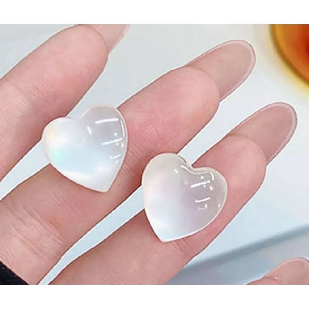 NEW Large Acrylic Heart Stud Earrings Pearl White‎ Minimalist Elegant 1.6cm
